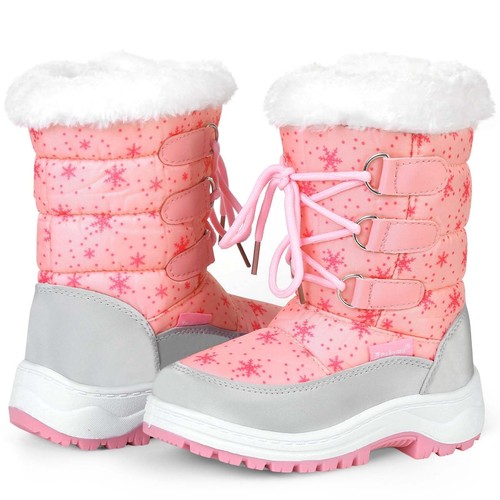Kids Girls Insulated Fur Winter Warm Snow Boots (Pink, Size : 3 M US Little kid) - Picture 7 of 7