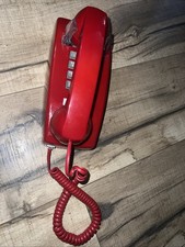 Cortelco 2554 Red Wall Phone Vintage Push Button Bell Ring Retro Mod TESTED USA