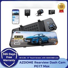 PG17 Max 4K 2.5K Rearview Dash Cam 12'' Touch Screen Mirror Dash Cam with ADAS