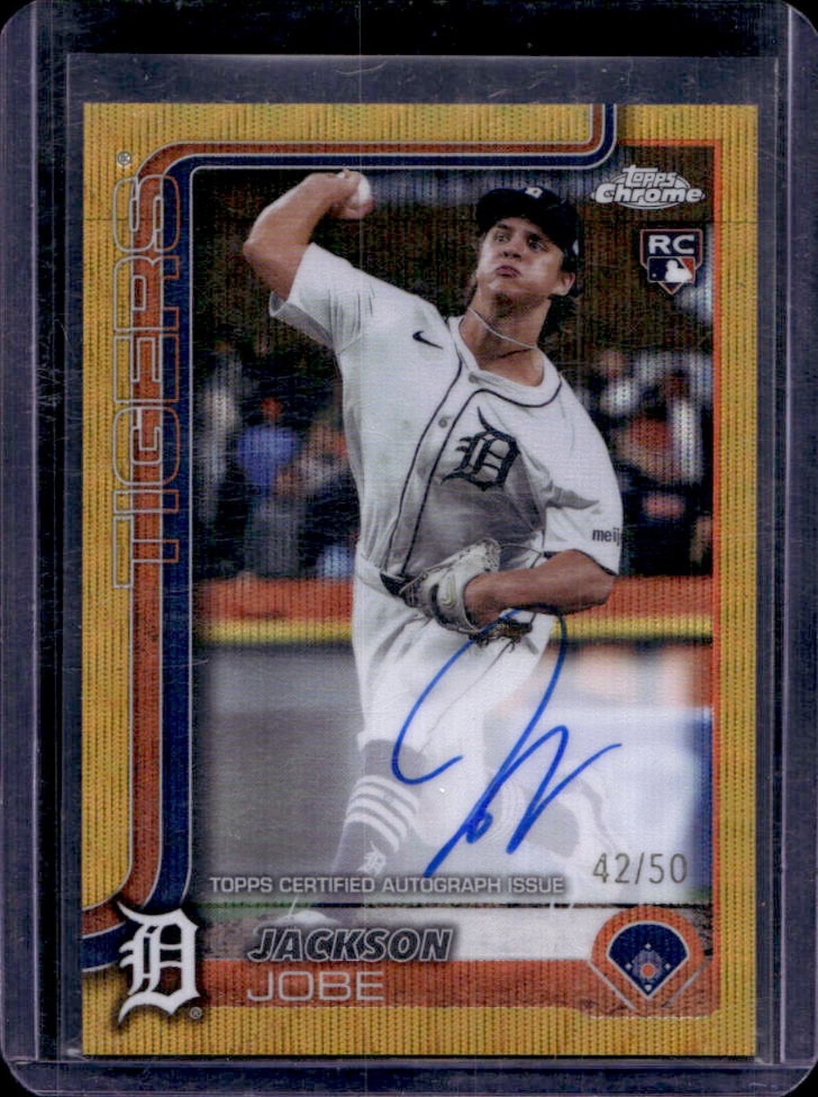 2025 Topps Chrome Jackson Jobe Rookie Auto RC Gold Wave Refractor #42/50 Tigers