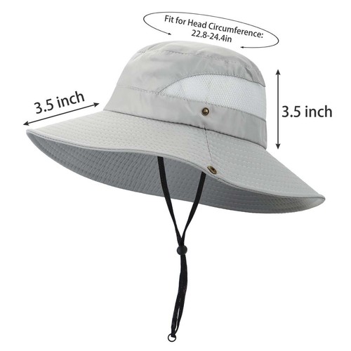 Wide Brim Sun Hat UV Protection Bucket Cap Hiking Camping Fishing Safari Summer - Picture 2 of 15