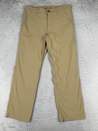 UB Tech Hose Herren 32 beige gerades Bein Reißverschlusstasche Nylon Wandern Hiking 32x30
