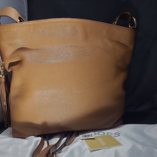 ๐ฅ New Michael Kors Brooklyn Large Pebbled Leather Shoulder Bag - Luggage Brown - Picture 9 of 13