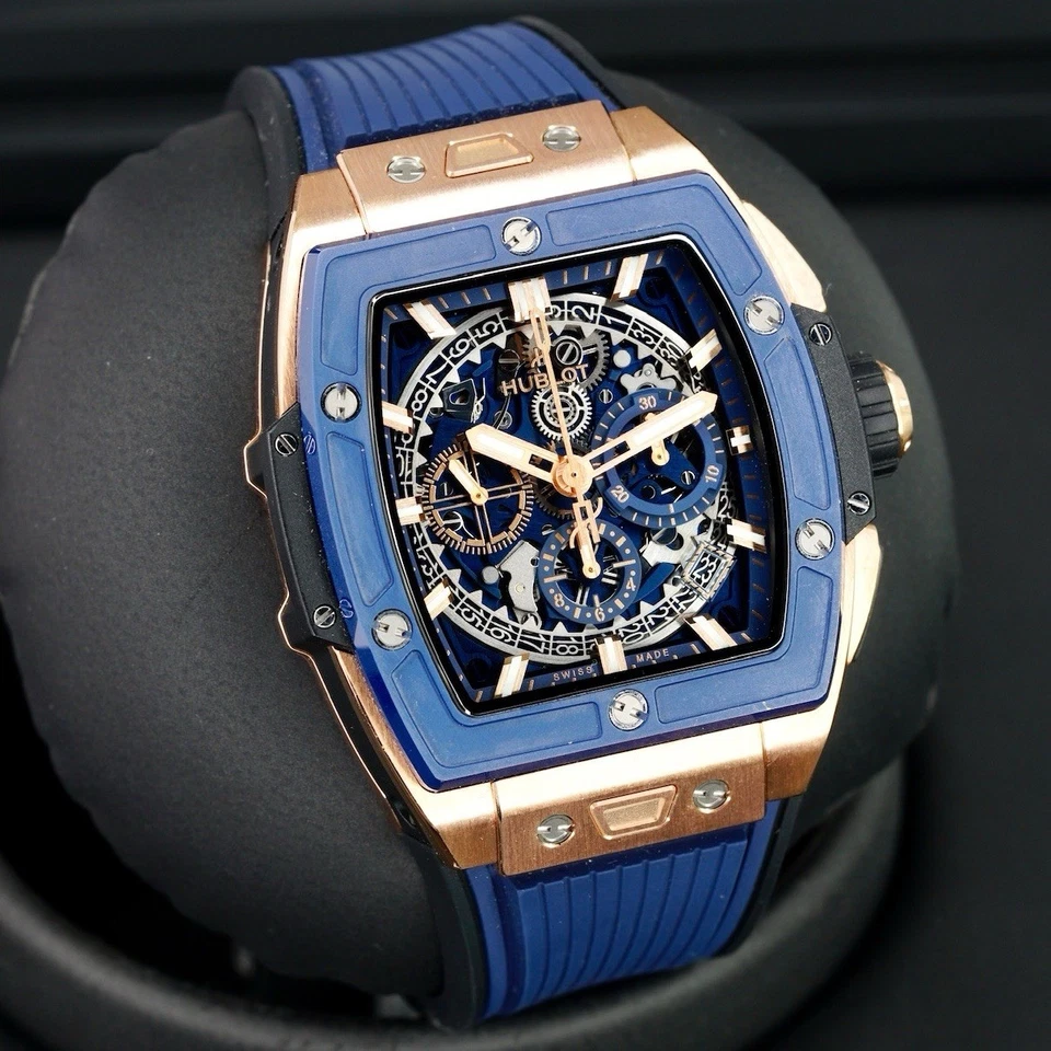 Hublot Spirit Of Big Bang 642.OL.7180.RX mostrador esqueleto King ouro azul 42mm - Imagem 4 de 4
