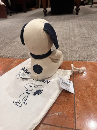 AMERICAN EAGLE AEO SNOOPY DOG 8" STUFFED ANIMAL WHITE DENIM BLUE DUST BAG NEW - Picture 5 of 7