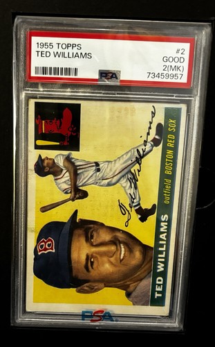 ⚾️ 1955 Topps- #2 Ted Williams Vintage PSA 2 MK 🔥