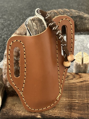 Hirschhorn N690 Edelstahl,Handgefertigtes Klappmesser,Taschenmesser+Lederscheide - Bild 8 von 8