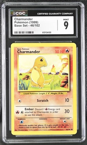 CGC 9 MINT Charmander 1999 Base Set 46/102 Pokemon Card