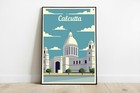 Calcutta travel poster, Calcutta retro wall print, India vintage travel print