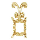 Pendant Setting Antique Style Mounting for Emerald Cut in Solid 14K Yellow Gold