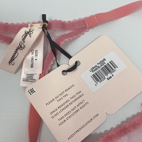 Agent Provocateur Lorna Pink Black Thong AP4 Large NWT - Picture 12 of 12