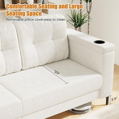 3 Seater Sofa Couch Comfy Loveseat Sofa Couch w/Storage Armrest for Living Room - Picture 6 of 7