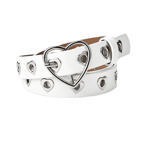 New Heart Buckle Decorative Stylish Belt – Heart-Shaped Grommet Cutouts for Jean - Picture 5 of 9