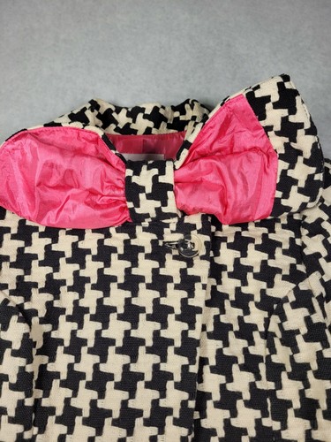 Vintage 3 Sisters Black White Pink Geometric Print Bow NICE RARE  - Picture 2 of 10