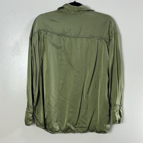 ZARA Women’s Size M Green Button Down Top Blouse - Picture 2 of 7