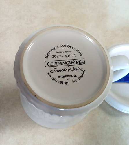 CorningWare French White 20 Ounce Mug Cup Stoneware Soup with Vented Lid - Picture 5 of 8