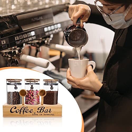 Glass Coffee Containers With Shelf Airtight Coffee Bean Storage Jars With Lockin - Picture 6 of 7