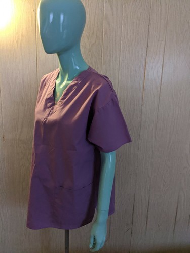 Crest Purple Medium Scrub Top Medical Nurse Veterinarian Vet-tech V Neck - Picture 12 of 12