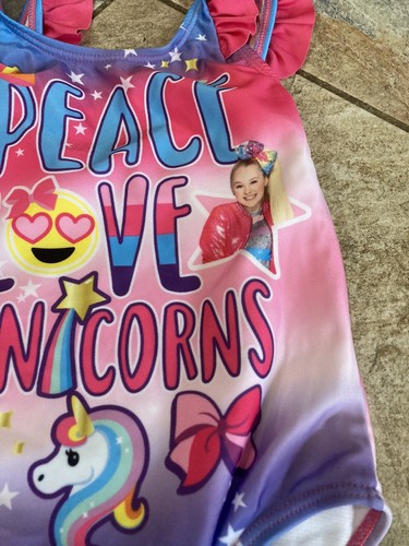 Nickelodeon Jojo Siwa Peace Love Unicorns One Piece Swimsuit Size 4 GUC - Picture 4 of 4