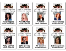 8 PC CHARLIES ANGELS CAST NAME BADGES TAGS HALLOWEEN COSPLAY PIN BACK