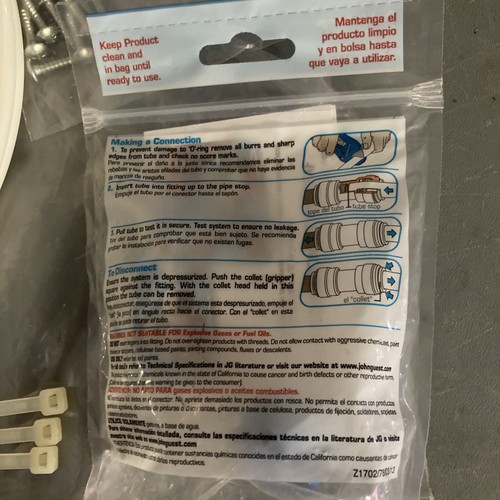John Guest 1/4" pollice OD LLDPE osmosi inversa tubo valvola clip viti fascette - Foto 6 di 6