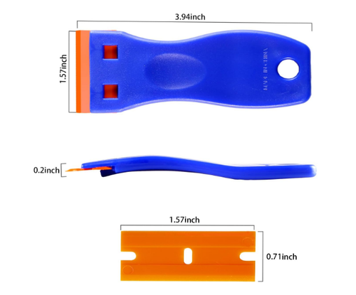Plastic Razor Blade Scraper 4 Pcs and 120 Pcs Blades, Remove Label Decal Tool. - Picture 2 of 14