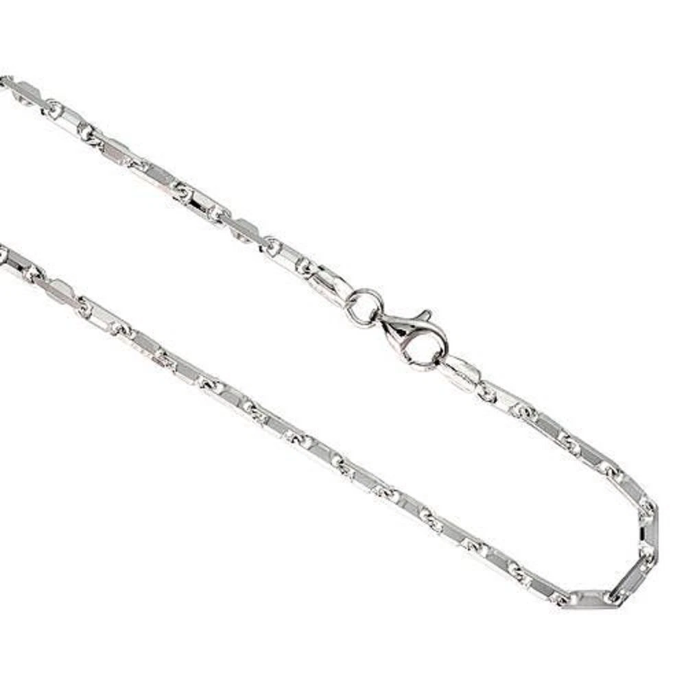 Sterling Silver 2.5mm Baht Bullet Chain Necklace or Bracelet Beveled Edges