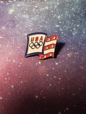 USA Olympic Games Rings Red White Blue Enamel Flag Lapel Pin