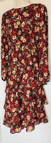 TOKITO Black Forest Dreams Long Sleeve Floral Ruffled Maxi Dress Size 16 BNWT - Picture 2 of 13