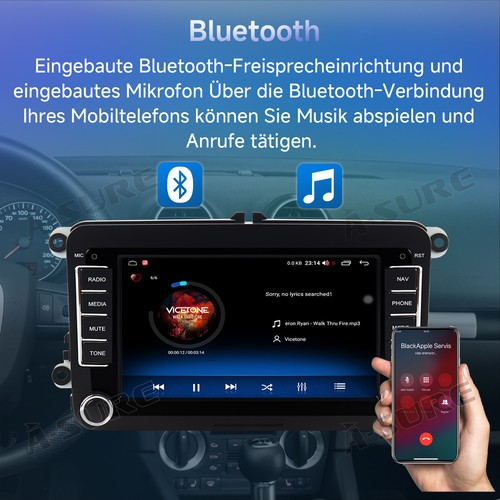 7" Apple Carplay Android 14 Autoradio GPS Navi Für 2 DIN VW GOLF 5 6 Passat Polo - Bild 9 von 14