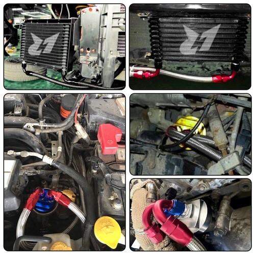 AN10 30 Row LR Oil cooler w/Bracket+Filter Relocation Adapter Hose Kit Black - Picture 10 of 11