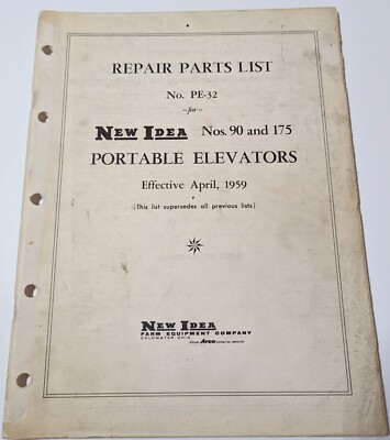 Repair Parts List No. PE-32 for New Idea Model Nos. 90 & 175 Portable Elevators