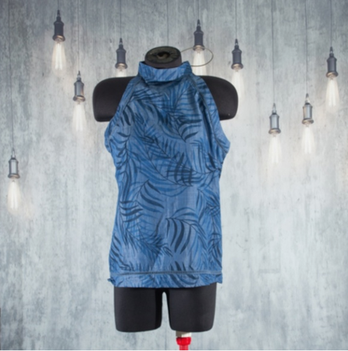 Cato Blue leaf sleeveless high neck shirt top zipper back size Medium - Picture 5 of 12