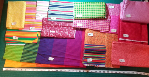 YOUR CHOICE: FQs SCRAPS Pieces Bright stripes prints cotton Craft quilt Fabric - Picture 2 of 5