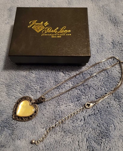Love Story Necklace by Park Lane- 16in+3in extender - Mother of Pearl/Marcasite - Picture 2 of 4