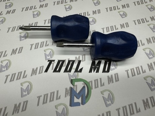 Herramientas Snap-on EE. UU. NUEVO 2 Piezas AZUL ELÉCTRICO Mango Duro STUBBY Juego de Destornilladores - Imagen 7 de 9