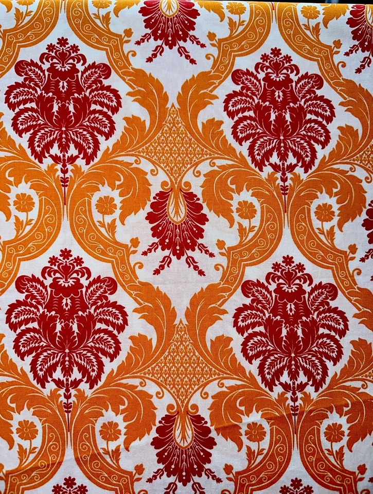 Vtg Waverly Cotton Paisley Floral Fabric 44”x1 Yd Orange India Paisley Motif - Image 3 of 4