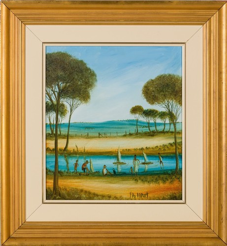 Pro Hart -- Sailboats, Oil On Canvas, 1968 - Picture 2 of 4
