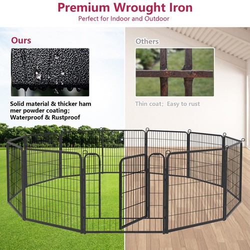 SQIREP 32" Dog Playpen Indoor Outdoor Metal Pet Dog Pen Fence Kennel with Gate - Picture 5 of 26