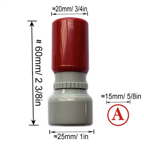 Initial Stamp Self Inking with 1 or 2 Personalise Letters Round Circle ABC 15mm - Picture 2 of 3