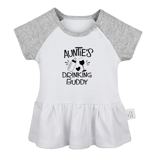 2PCS, Uncle's & Auntie's Drinking Buddies Funny Infant Baby Girls Princess Dress - Picture 11 of 21