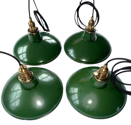 1 Vintage 12" Porzellan Silva-King flache industrielle Scheune grüne Lampe C - Bild 1 von 20