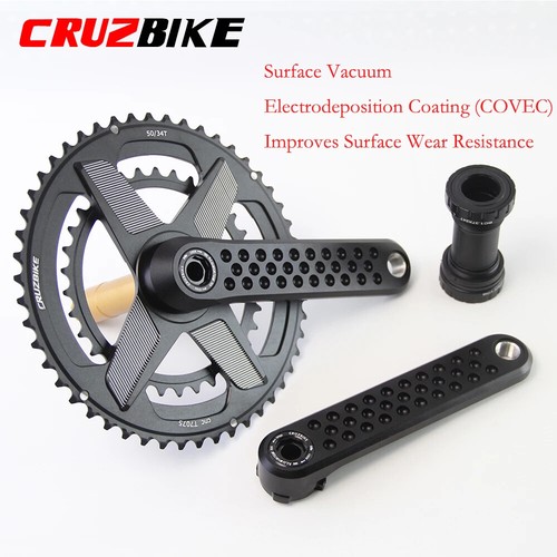 Road Bicycle Crankset 155/160/165/170/175mm with Bottom Bracket Double Chainring - Picture 15 of 29