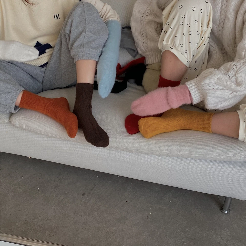 Lote 5 pares de calcetines informales gruesos de lana para mujer color suave cálidos Fanshion para niña Foto 2 de 4