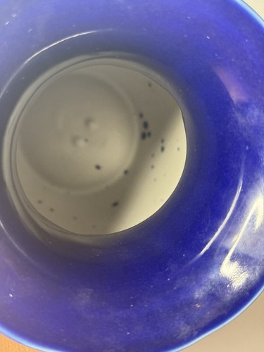 Jarrón chino de porcelana esmaltada moderno pintado a mano dorado azul 10 pulgadas - Imagen 19 de 21