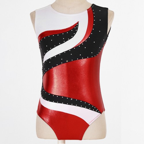 Kids Girl's Jumpsuit Fitness Rompers Competition Bodysuit Exercise Color Block - Picture 12 of 55