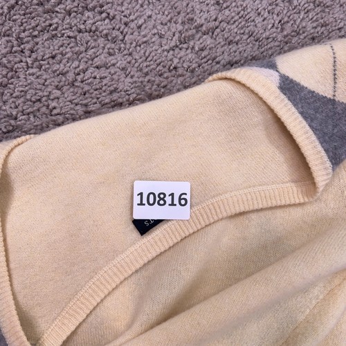 Talbots Cardigan Womens XS Yellow Argyle Academia Lambswool Angora Rabbit Hair - Picture 10 of 10