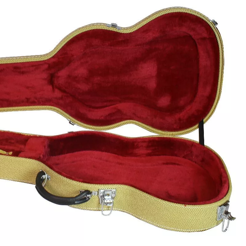 fishbone Yellow Tweed Les Paul Electric Guitar Hardshell Case New