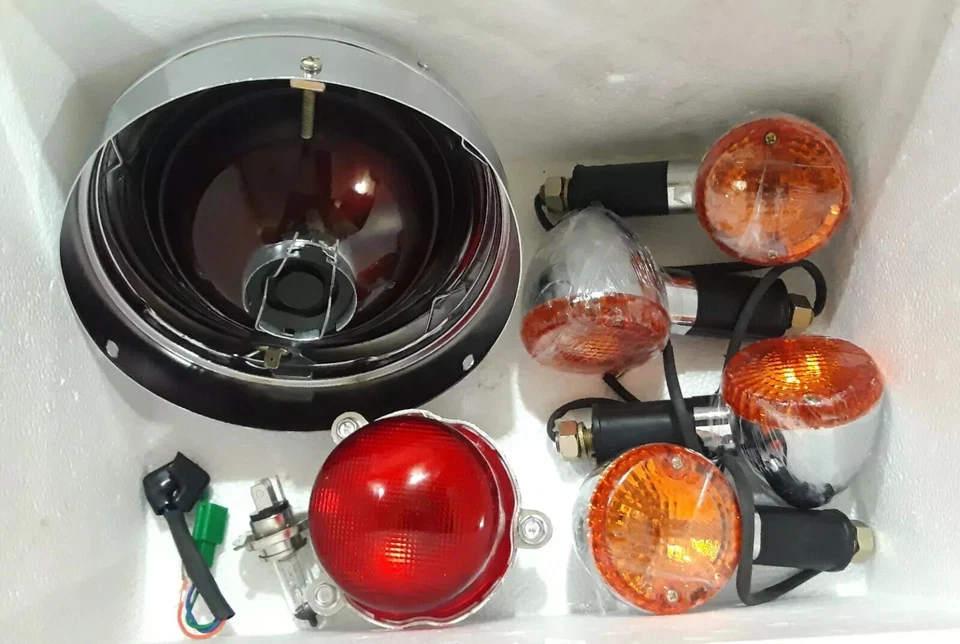 Luz trasera de haz de faros de 7"" 4x indicadores para modelo Royal Enfield Classic UCE. Foto 3 de 3
