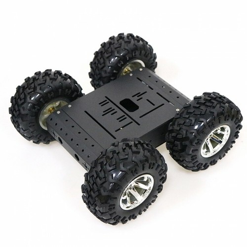 Kit de chasis de coche robot inteligente 4x4 aleación de aluminio ruedas negras + motores de 12 V - Imagen 2 de 4